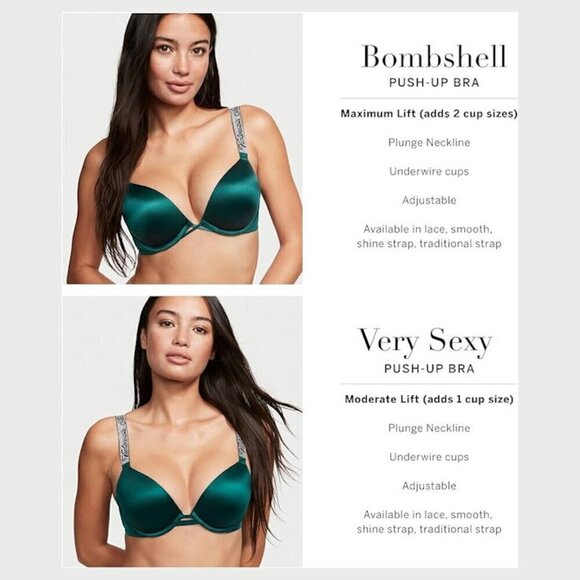 Victoria's Secret Shine Strap Push Up Bra, Padded, Plunge Neckline 32D NWT - Picture 5 of 5